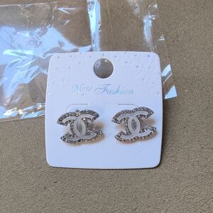 Elegant Silver Crystal Stud Earrings